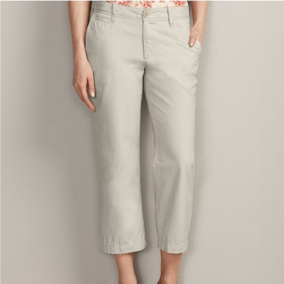 EDDIE BAUER Capri Crop Pants Hiking Women's Khaki Sand Taupe SZ 2 Outdoors EUC - Picture 1 of 13